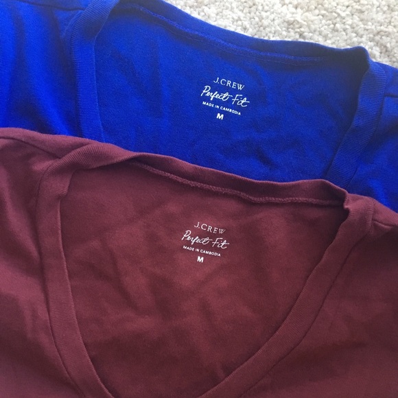 J Crew Perfect Tee Lot of 3 Blue Burgundy Pink M - Picture 2 of 8